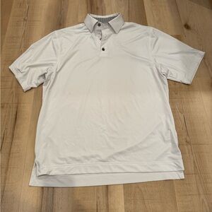 FootJoy Men's Medium White Golf Polo Shirt Striped Collar Detail